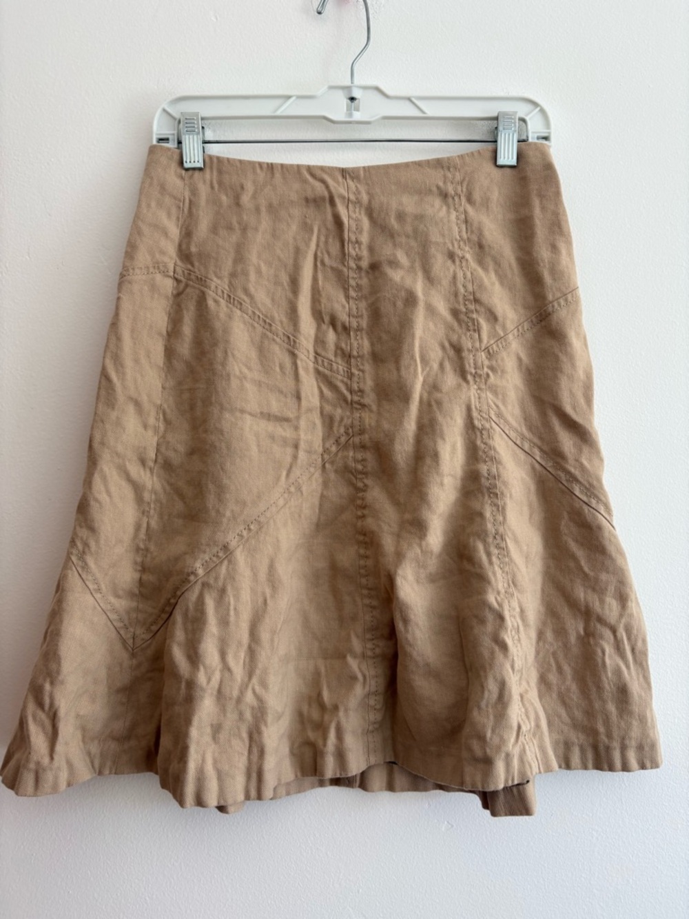 Valentino Spa Linen Blend A Line Mini Skirt Tan Lagenlook Cottage Farm Size 8